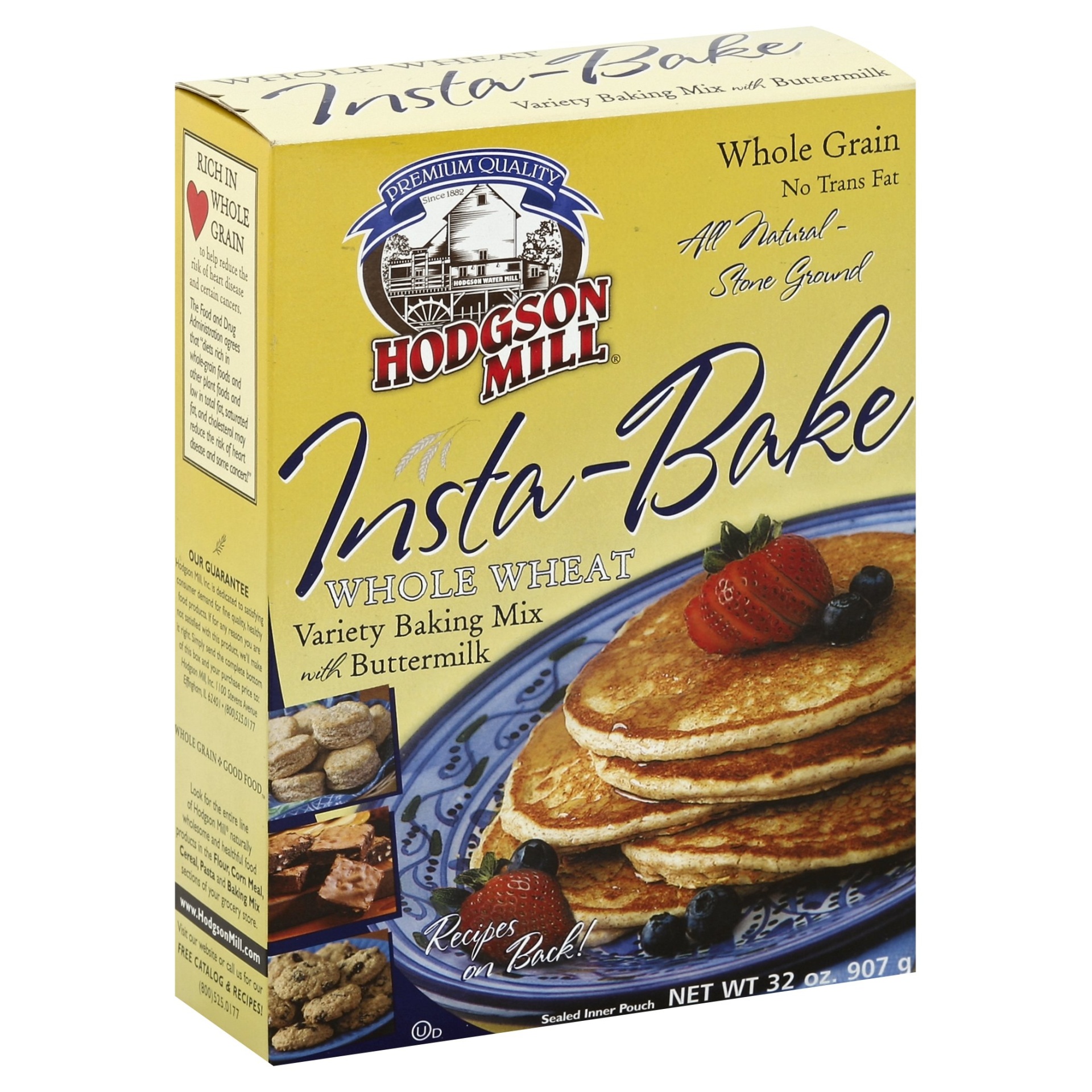 slide 1 of 1, Hodgson Mill Insta-Bake Whole Wheat Baking Mix with Buttermilk, 32 oz