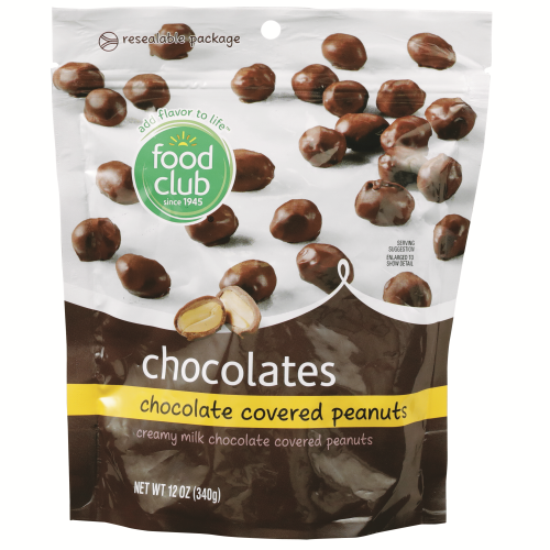 slide 1 of 1, Food Club Chocolate Covered Peanuts, 12 oz