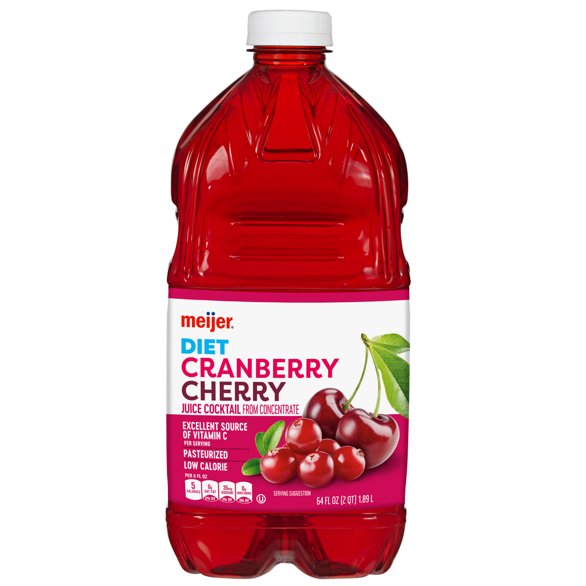 slide 1 of 5, Meijer Diet Cranberry Cherry Juice Cocktail - 64 oz, 64 oz