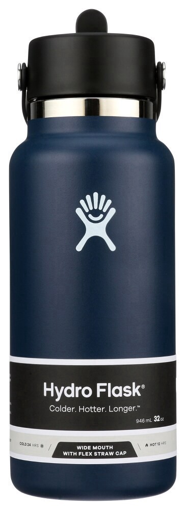 slide 1 of 1, Hydro Flask Wide Mouth With Flex Straw Indigo 32 Oz, 1 ct