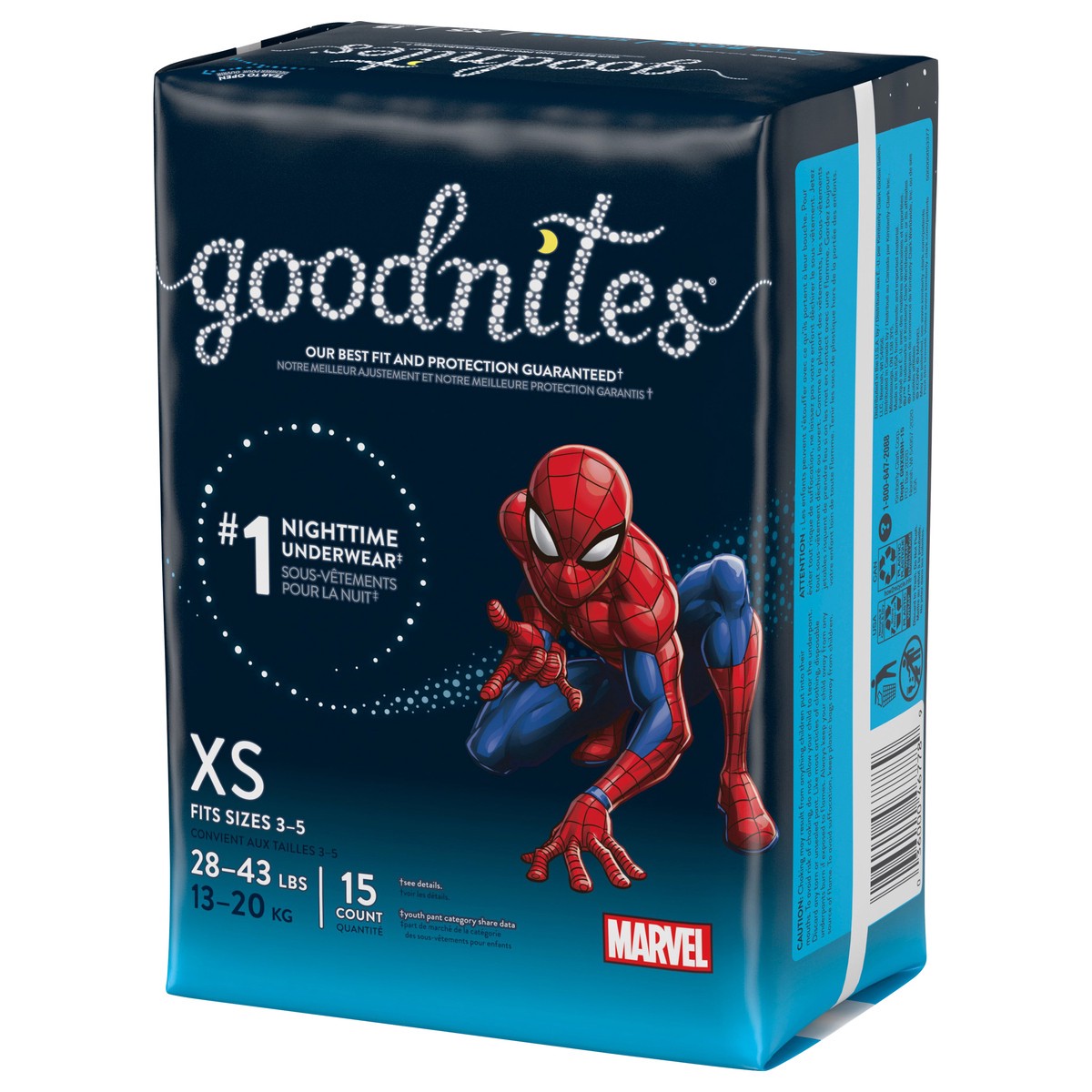 slide 8 of 9, Goodnites Boys' Nighttime Bedwetting Underwear, Size Extra Small (28-43 lbs), 15 Ct, 15 ct