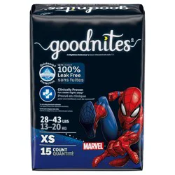Goodnites Boys' Nighttime Bedwetting Underwear, Size Extra Small (28-43 lbs), 15 Ct