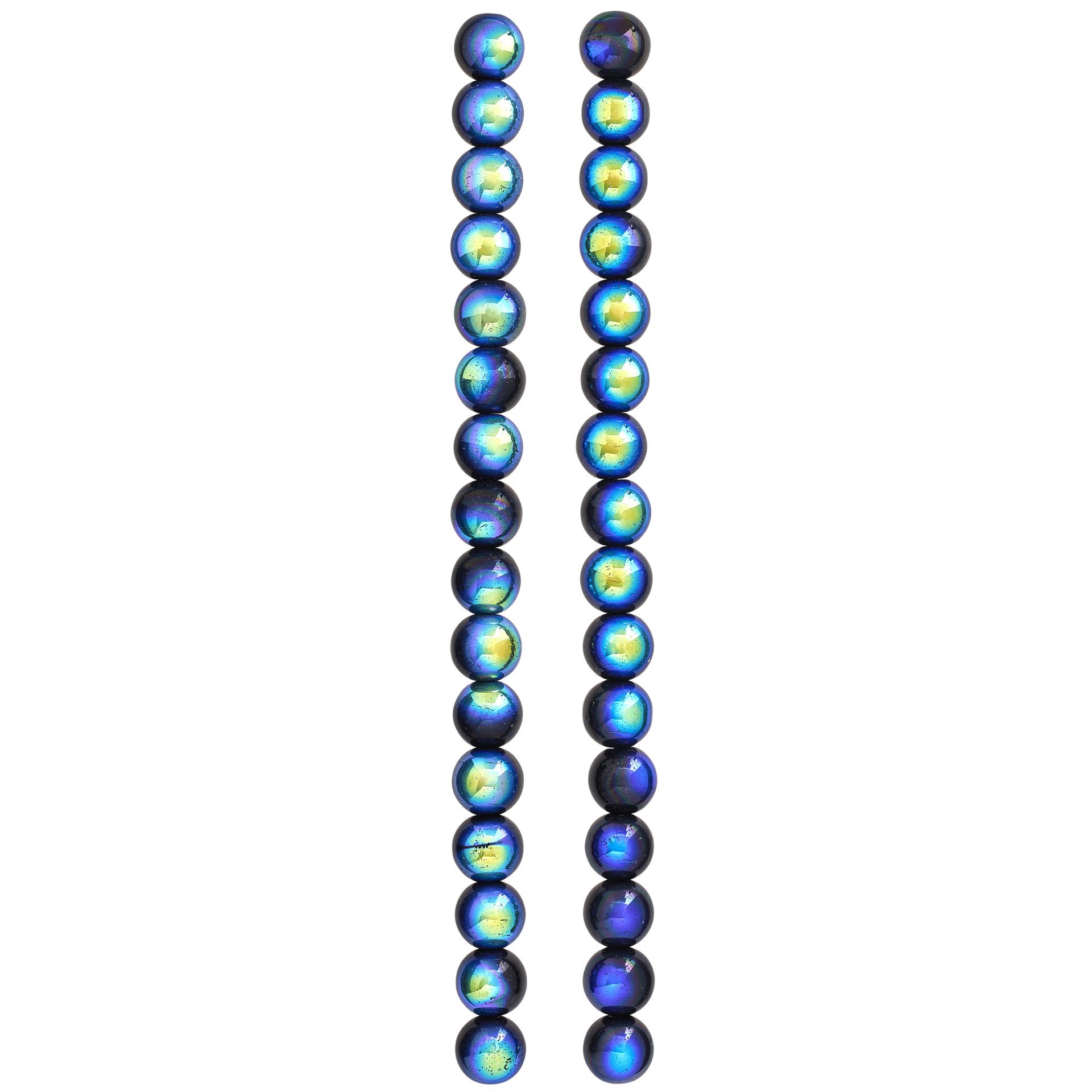 slide 2 of 3, Black Aurora Borealis Round Glass Beads, 10mm By Bead Landing, 10mm