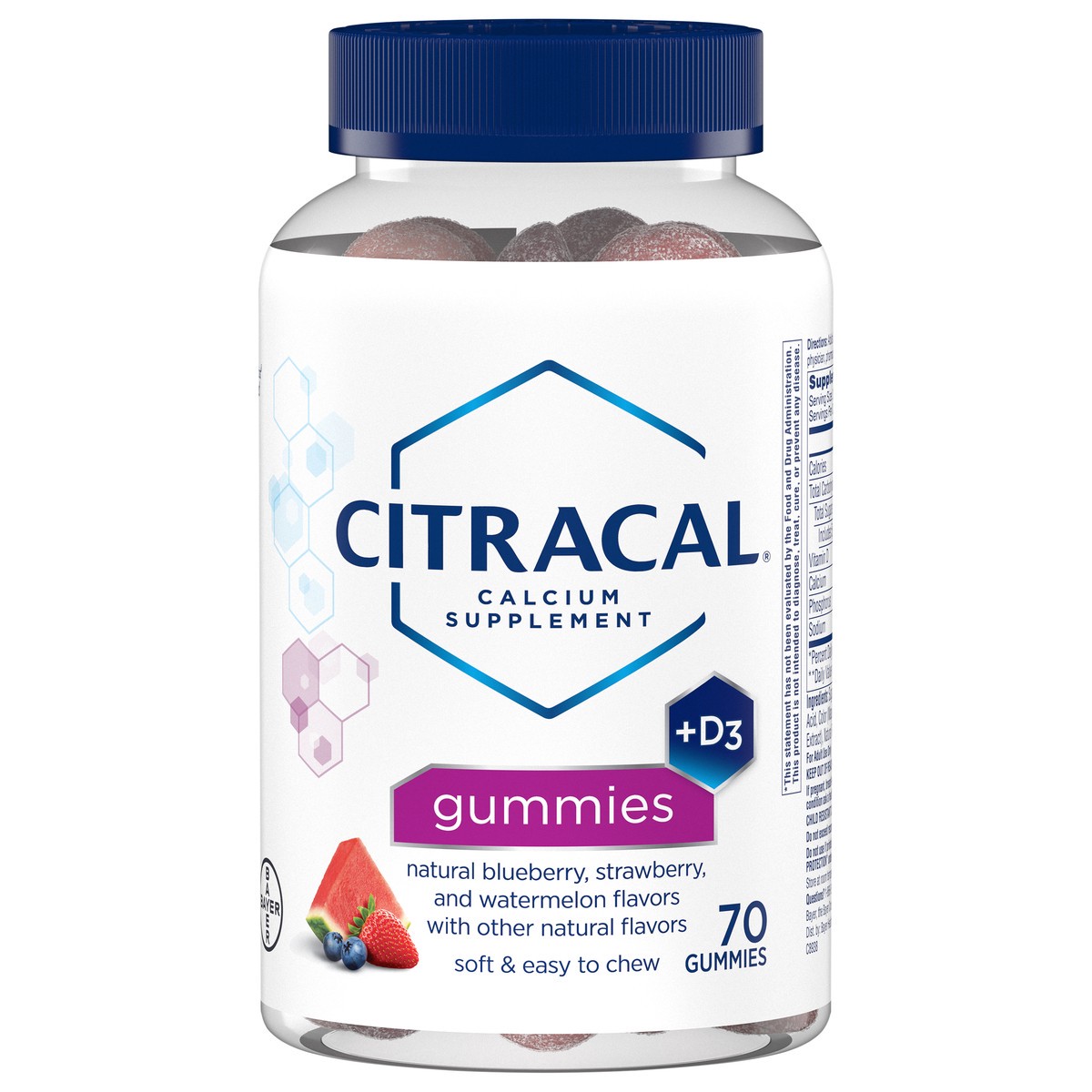 slide 3 of 3, Citracal Gummies +D3 Calcium Supplement 70 ea Bottle, 70 ct