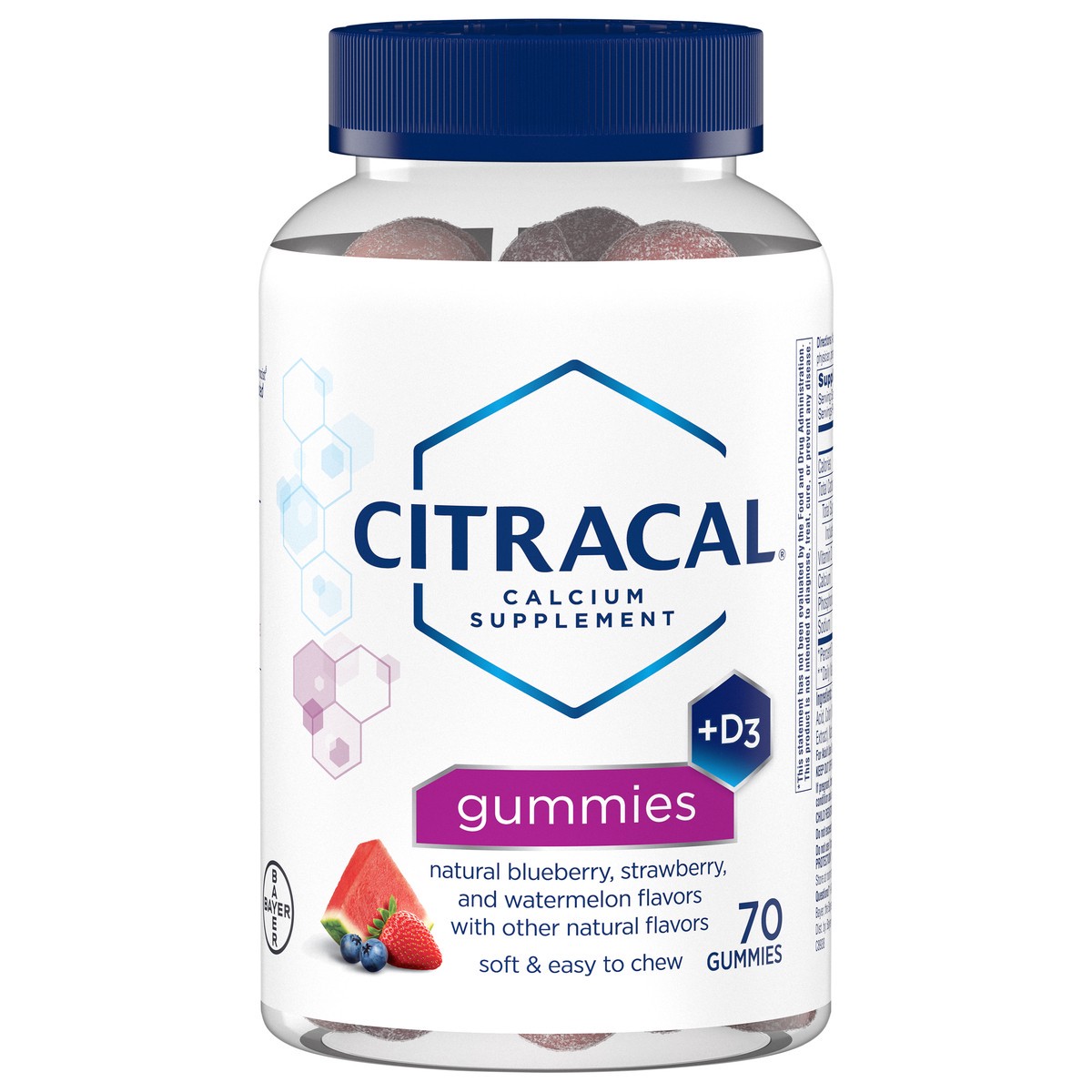 slide 2 of 3, Citracal Gummies +D3 Calcium Supplement 70 ea Bottle, 70 ct