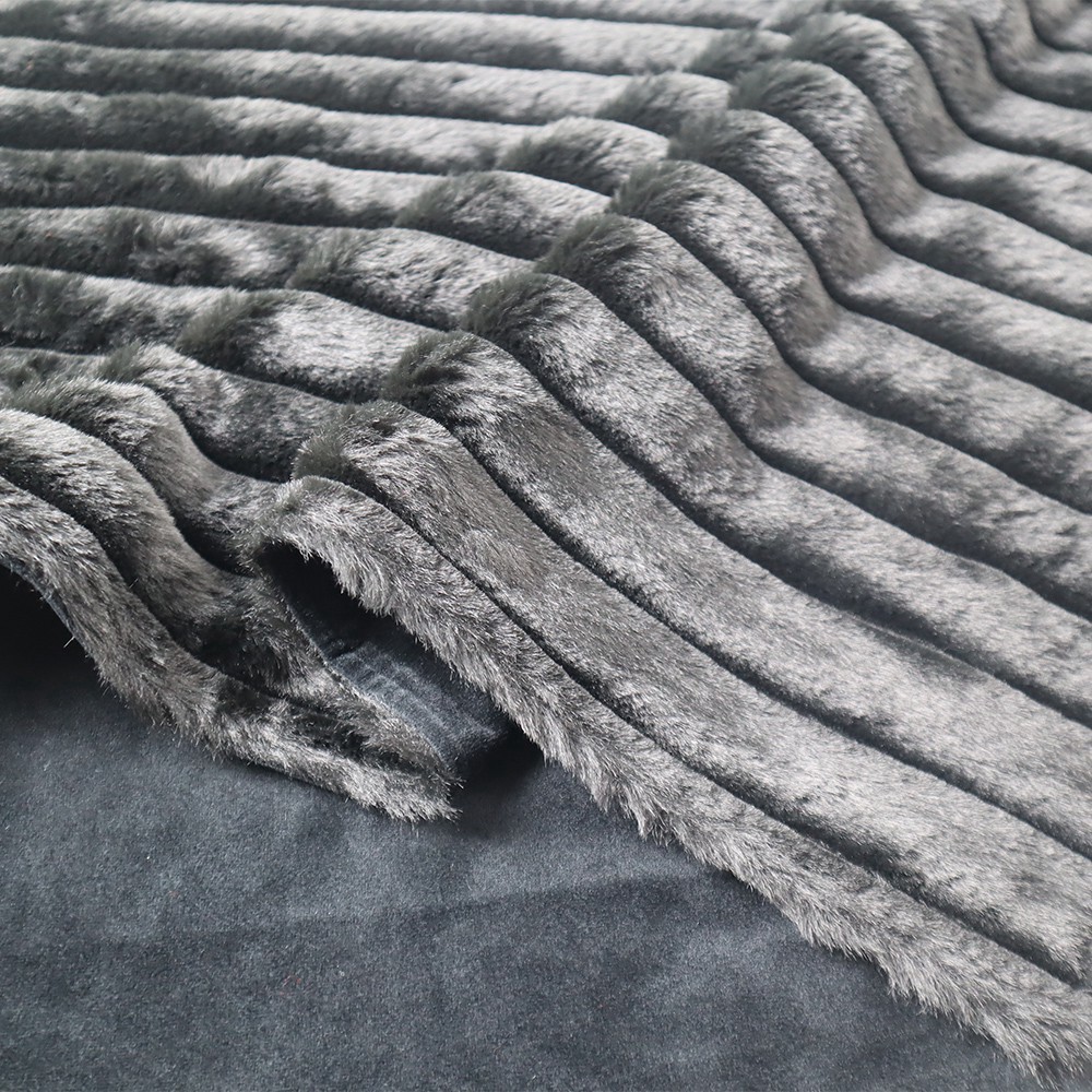 slide 2 of 3, 60" Black Faux Fur Throw Blanket By Ashland, 60 in