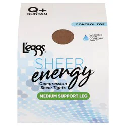 L'eggs Sheer Energy Suntan Medium Support Leg Compression Sheer Tights Q+ 1 ea