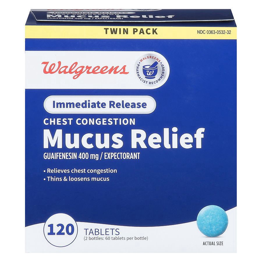 slide 1 of 5, Walgreens Mucus Relief Immediate Release Tablets, 120 ct