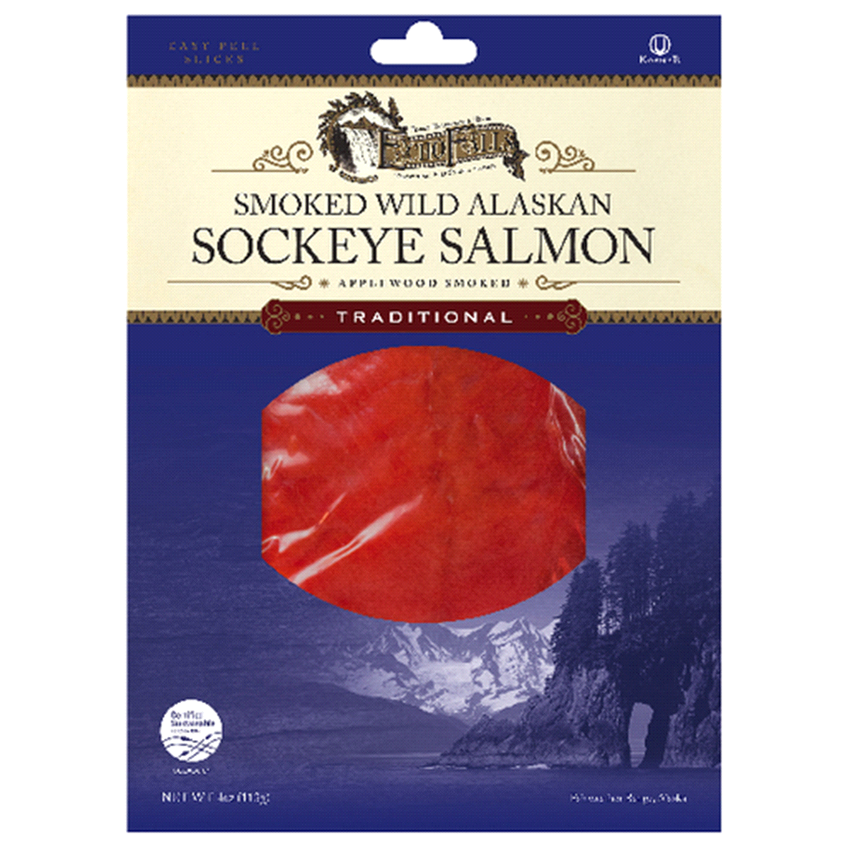 slide 1 of 9, Echo Falls Salmon - Wild Alaskan Sockeye Smoked Sliced, 4 oz