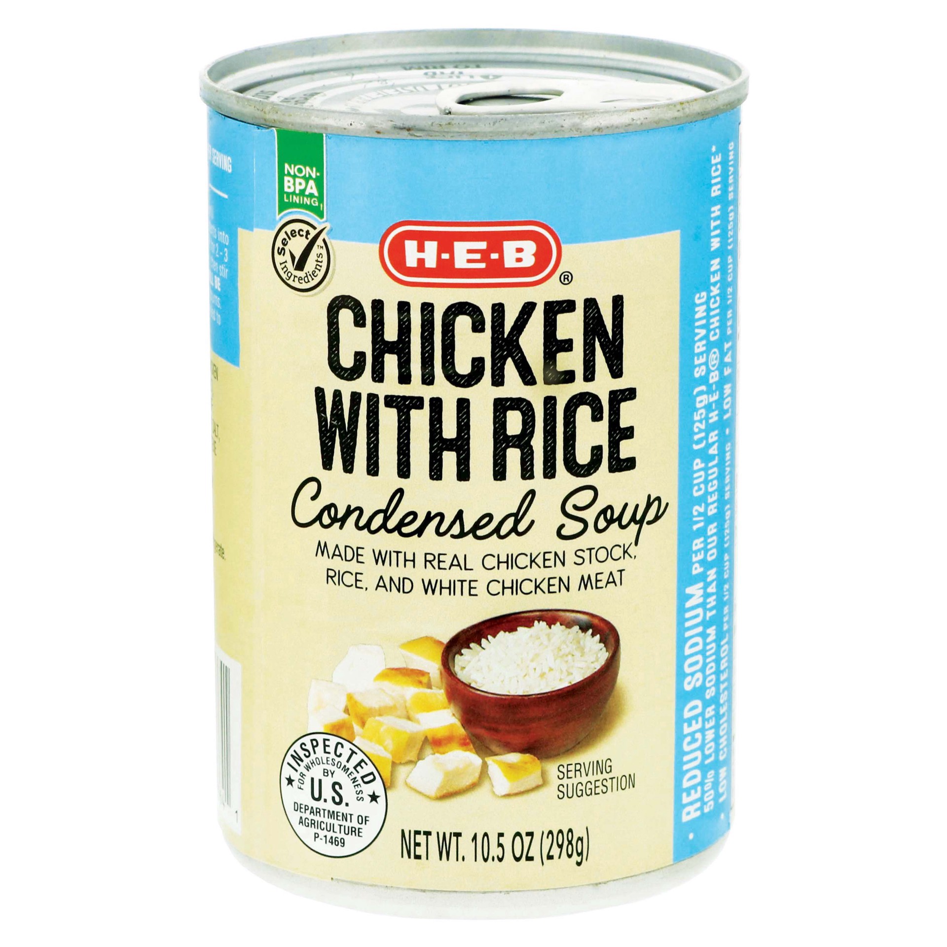 slide 1 of 1, H-E-B Select Ingredients Healthy Chicken & Rice Soup, 10.5 oz