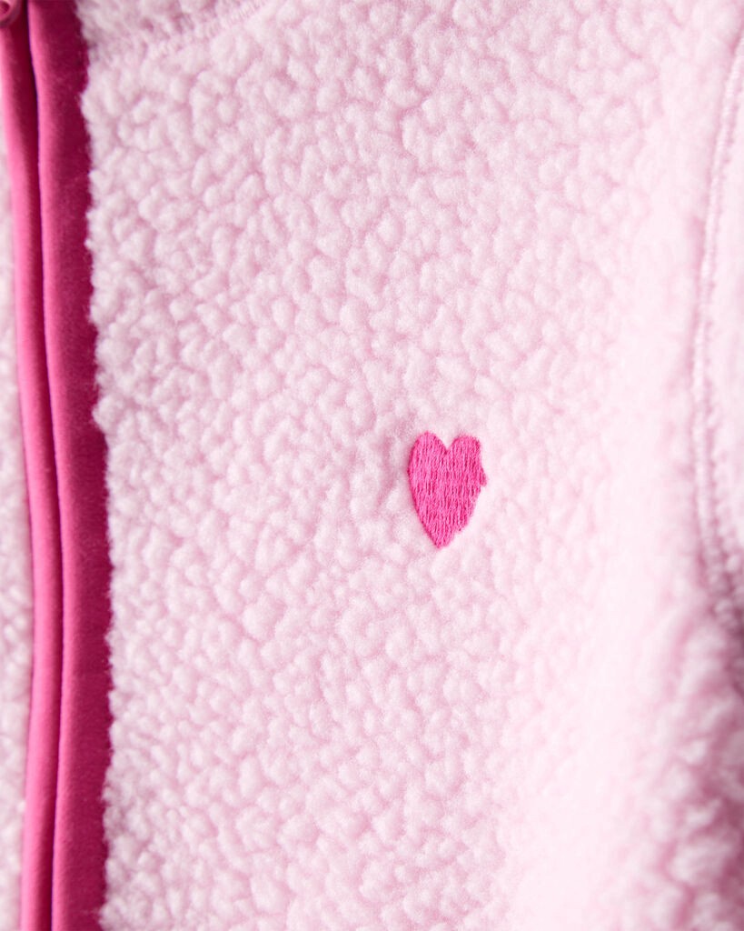 slide 2 of 3, Oshkosh Girls Microfleece Long-Sleeve Zip-Up Jacket - Pink Pink 4, 1 ct