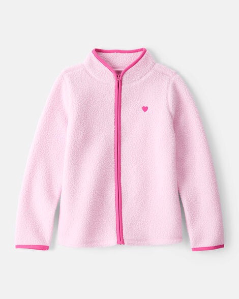 slide 1 of 3, Oshkosh Girls Microfleece Long-Sleeve Zip-Up Jacket - Pink Pink 4, 1 ct