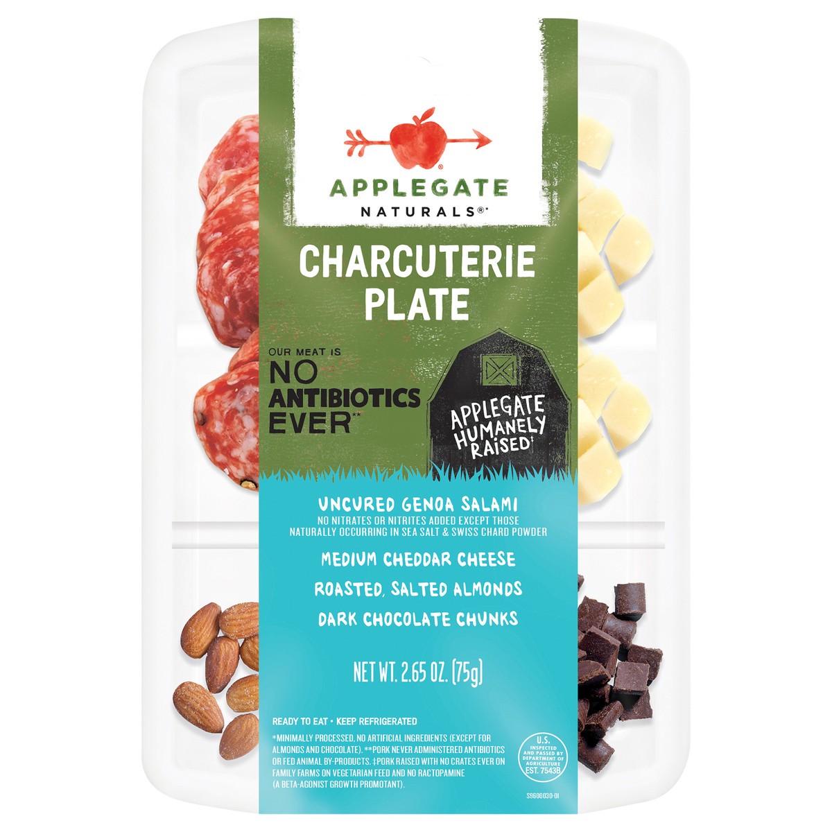 slide 1 of 7, Applegate Ag Nat Charcuterie Plate; Cheddar, 2.65 oz