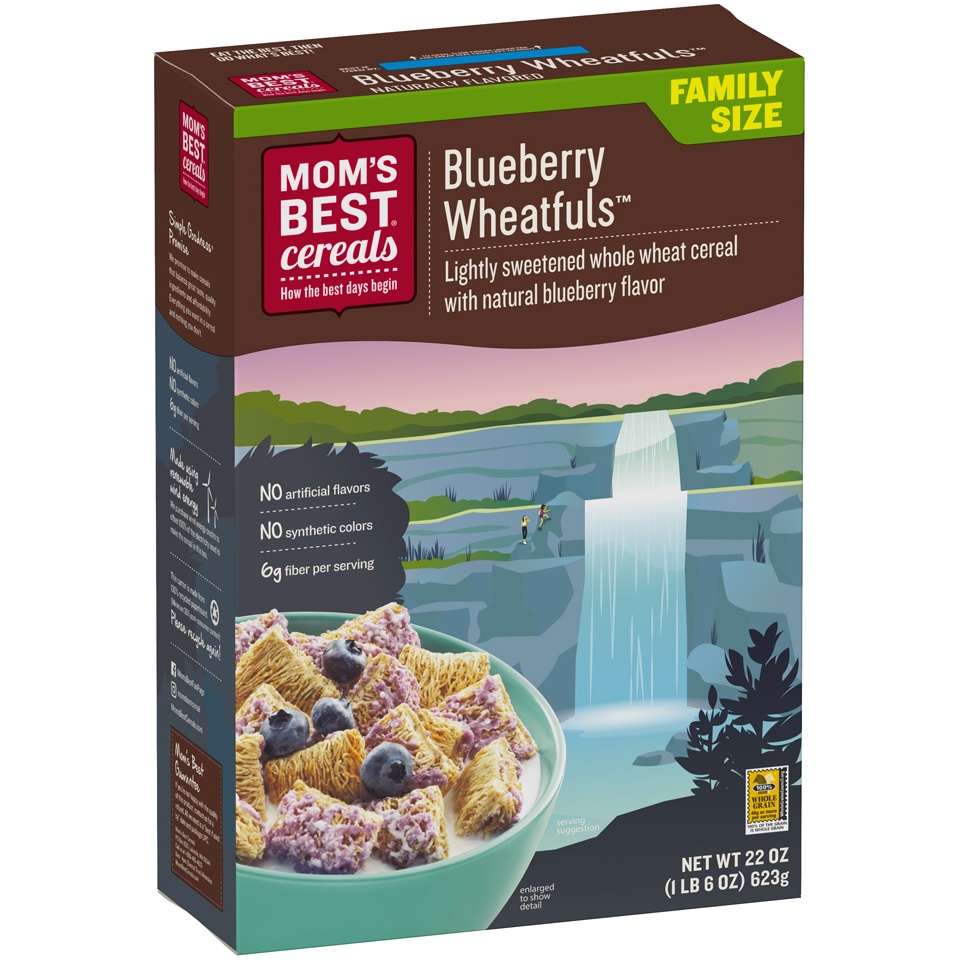 slide 2 of 8, Mom's Best Cereals Blueberry Wheatfuls, 22 oz