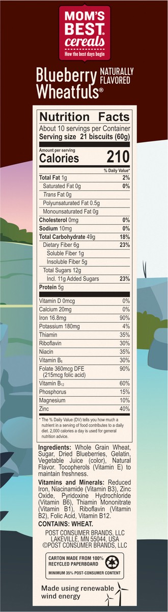 slide 2 of 9, MOM's Best Cereals Mom's Best Blueberry Wheatfuls Shredded Wheat Cereal, 22 OZ Box, 22 oz