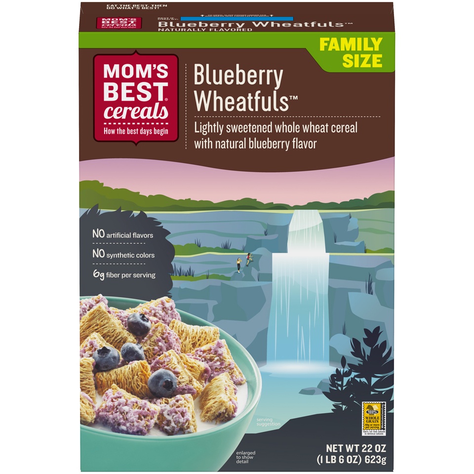 slide 1 of 8, Mom's Best Cereals Blueberry Wheatfuls, 22 oz