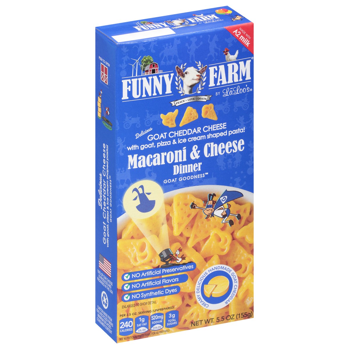 slide 8 of 9, Funny Farm Goat Cheddar Cheese Macaroni & Cheese Dinner 5.5 oz, 5.5 oz