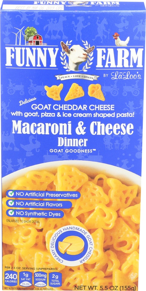 slide 1 of 1, Funny Farm Shapes Macaroni  & Goat Cheese Dinner, 5.5 oz