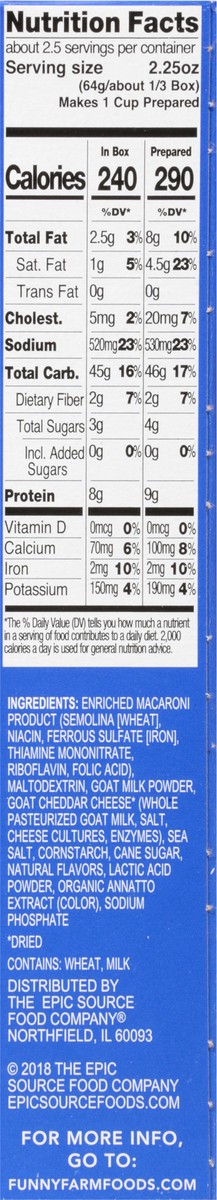 slide 3 of 9, Funny Farm Goat Cheddar Cheese Macaroni & Cheese Dinner 5.5 oz, 5.5 oz