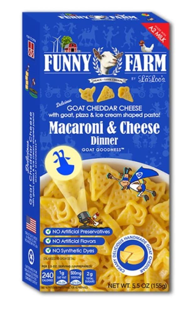 slide 1 of 9, Funny Farm Goat Cheddar Cheese Macaroni & Cheese Dinner 5.5 oz, 5.5 oz