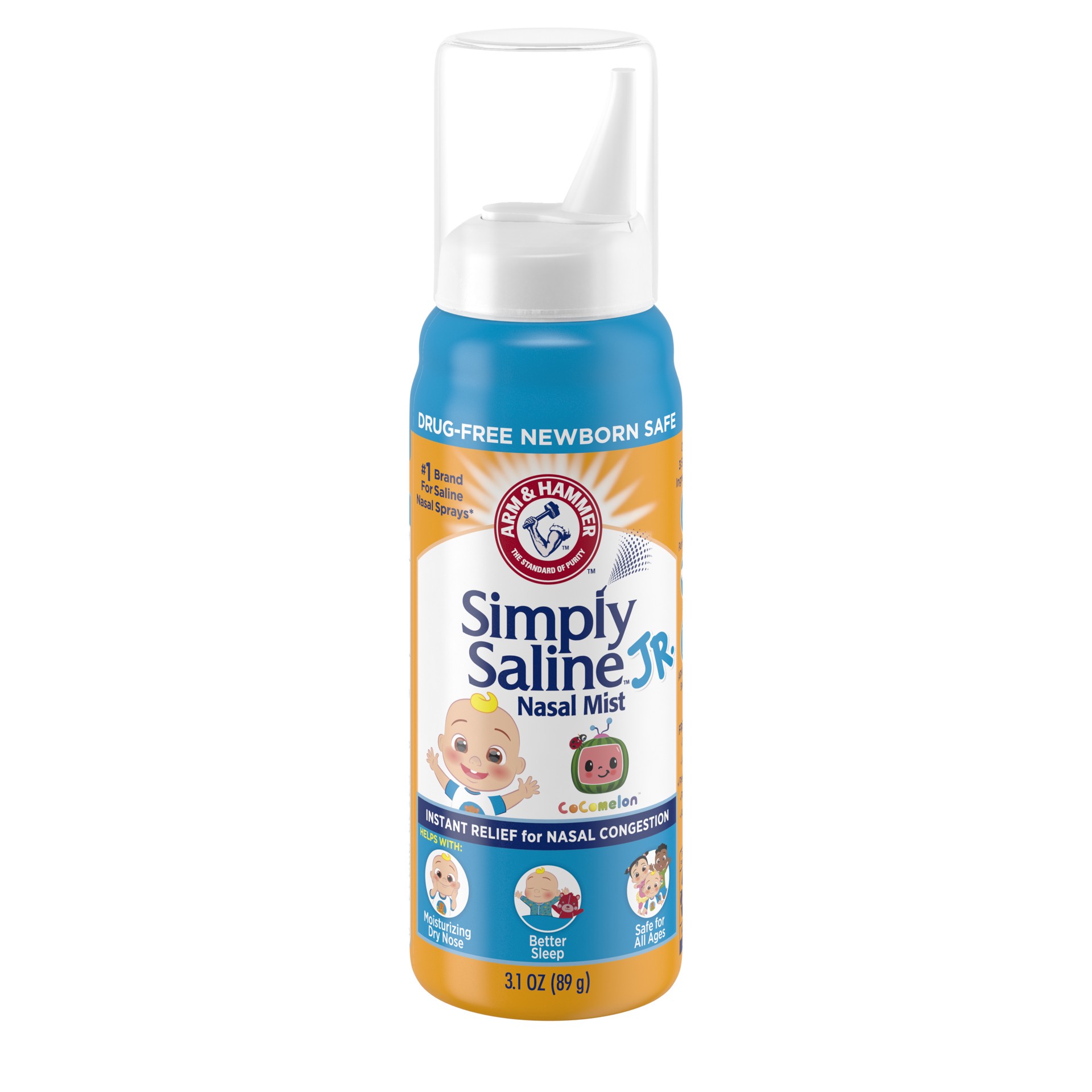 slide 1 of 6, Arm & Hammer Simply Saline Jr. Nasal Mist 3.1oz, CoComelon, Drug-Free Newborn Safe, 1-Count, 3.10 fl oz