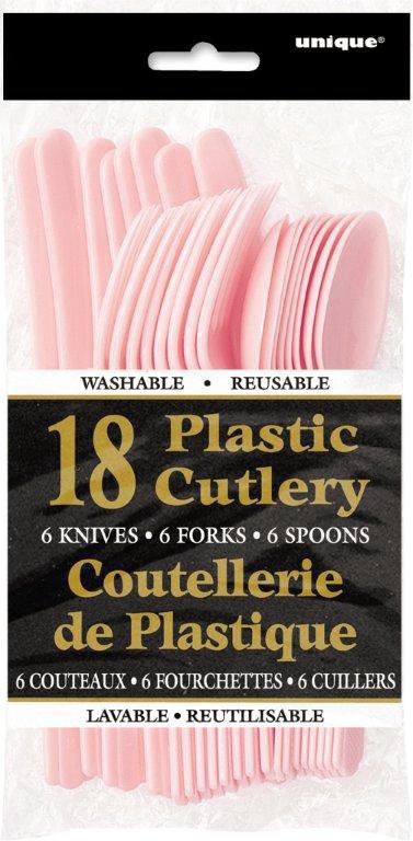 slide 1 of 1, Unique Industries Unique Pastel Pink Assorted Plastic Cutlery, 18 ct