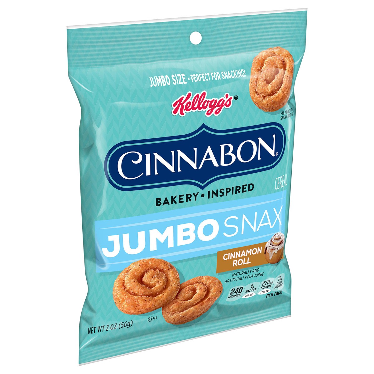 slide 8 of 8, Cinnabon Kellogg's Jumbo Snax Cinnamon Roll Cinnabon, 2 oz