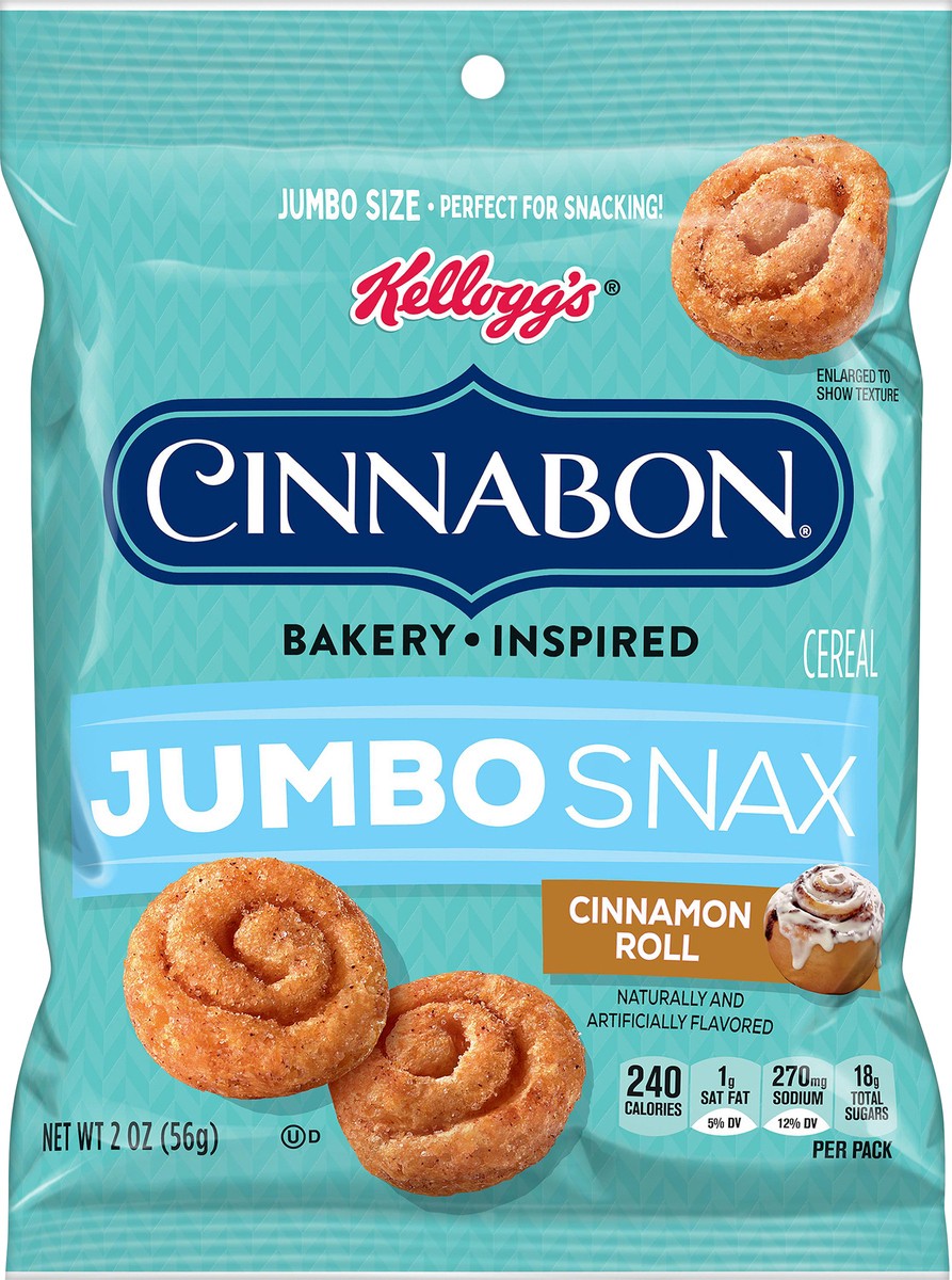 slide 3 of 8, Cinnabon Kellogg's Jumbo Snax Cinnamon Roll Cinnabon, 2 oz