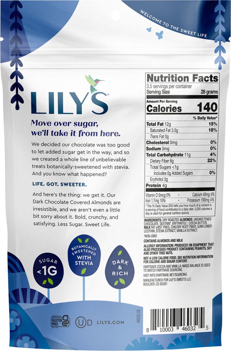 slide 2 of 3, Lily's 55% Cocoa Dark Chocolate Covered Almonds 3.5 oz, 3.5 oz