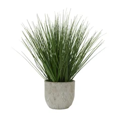 Elements Artificial Potted Grass - Round Cement Pot