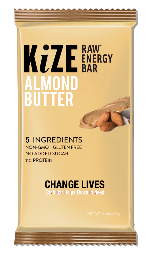 slide 1 of 10, KiZE Almond Butter Raw Energy Bar, 1.6 oz