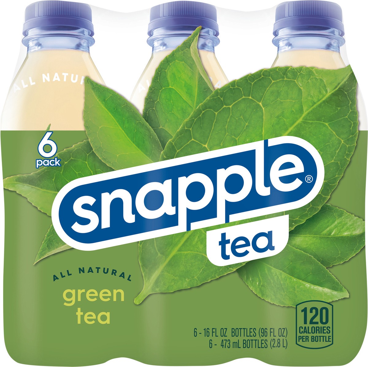 slide 2 of 7, Snapple Green Tea, 16 fl oz recycled plastic bottle, 6 pack - 6 ct, 6 ct; 16 oz