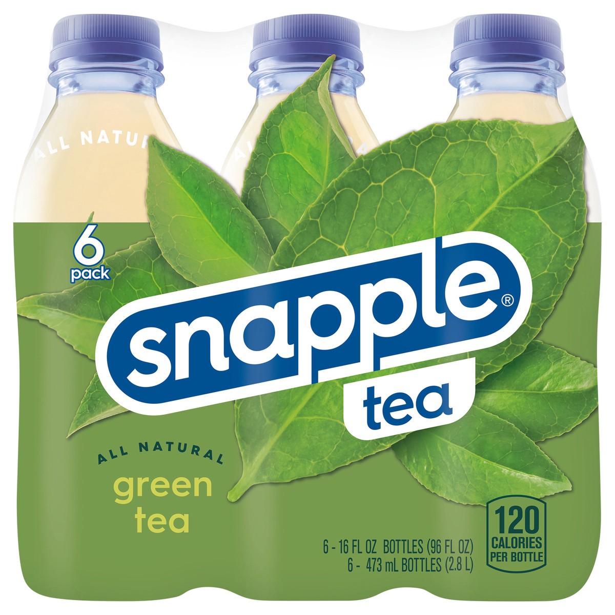 slide 1 of 7, Snapple Green Tea, 16 fl oz recycled plastic bottle, 6 pack - 6 ct, 6 ct; 16 oz