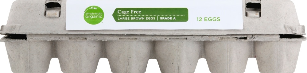 slide 1 of 1, Simple Truth Organic Large Grade A Cage-Free Brown Eggs, 12 ct