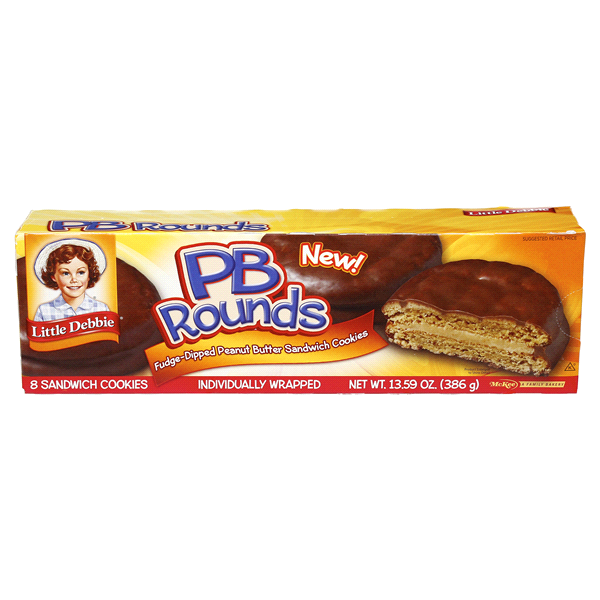 slide 1 of 1, Little Debbie Pb Rounds Fudgedipped Peanut Butter Sandwich Cookies 8 Count, 13.59 oz