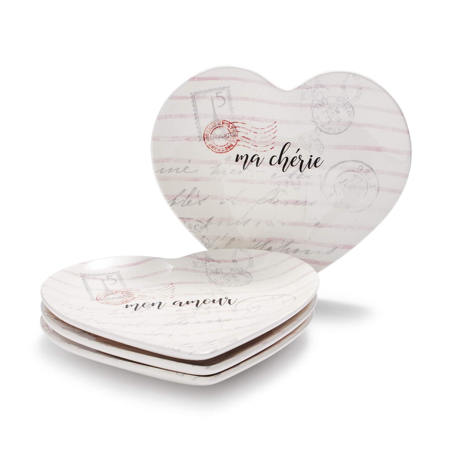 slide 1 of 1, Sur La Table Figural Heart Appetizer Plates, 4 ct