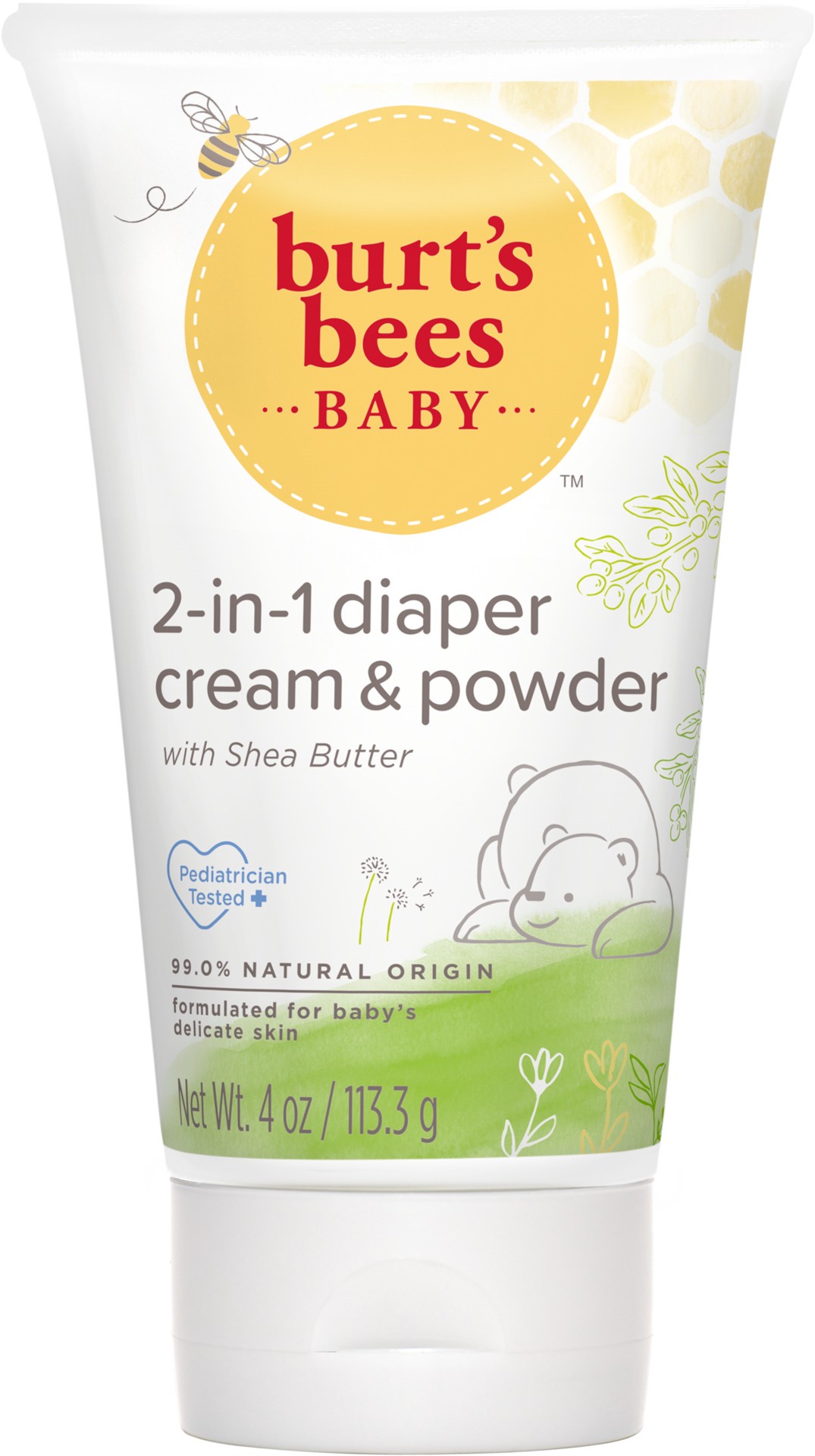 slide 1 of 5, Burt's Bees Baby™ 2-in-1 Diaper Cream and Powder with Shea Butter, Pediatrician Tested, 99.0% Natural Origin, 4 Ounces, 4 oz