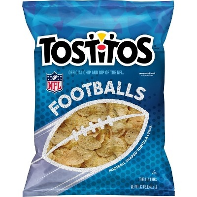 slide 1 of 1, Tostitos Football Shaped Tortilla Chips, 12 oz