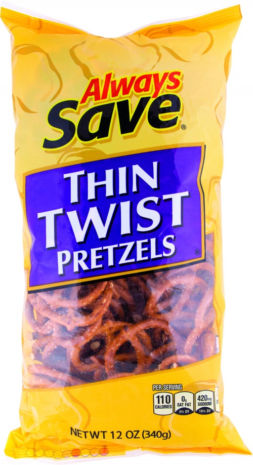 slide 1 of 1, Always Save Thin Twist Pretzels, 12 oz