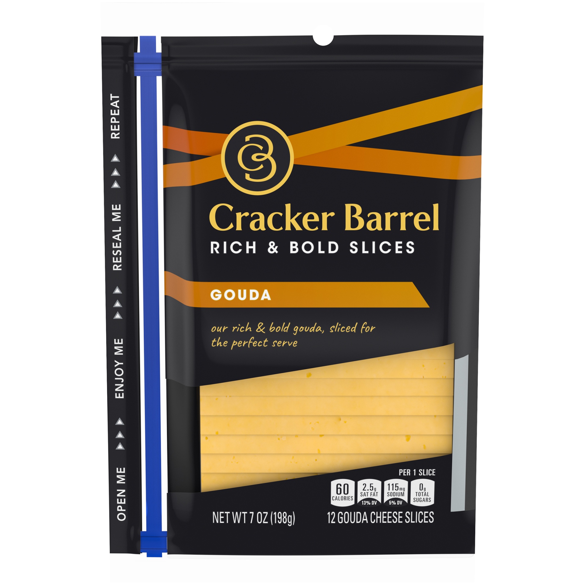 slide 1 of 6, Cracker Barrel Gouda Cheese Slices, 7 oz