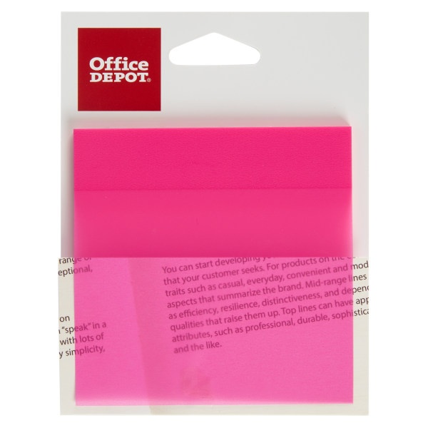 slide 1 of 3, Office Depot Brand Translucent Self-Stick Notes, 3'' X 3'', Pink, 50 Notes Per Pad, 1 ct