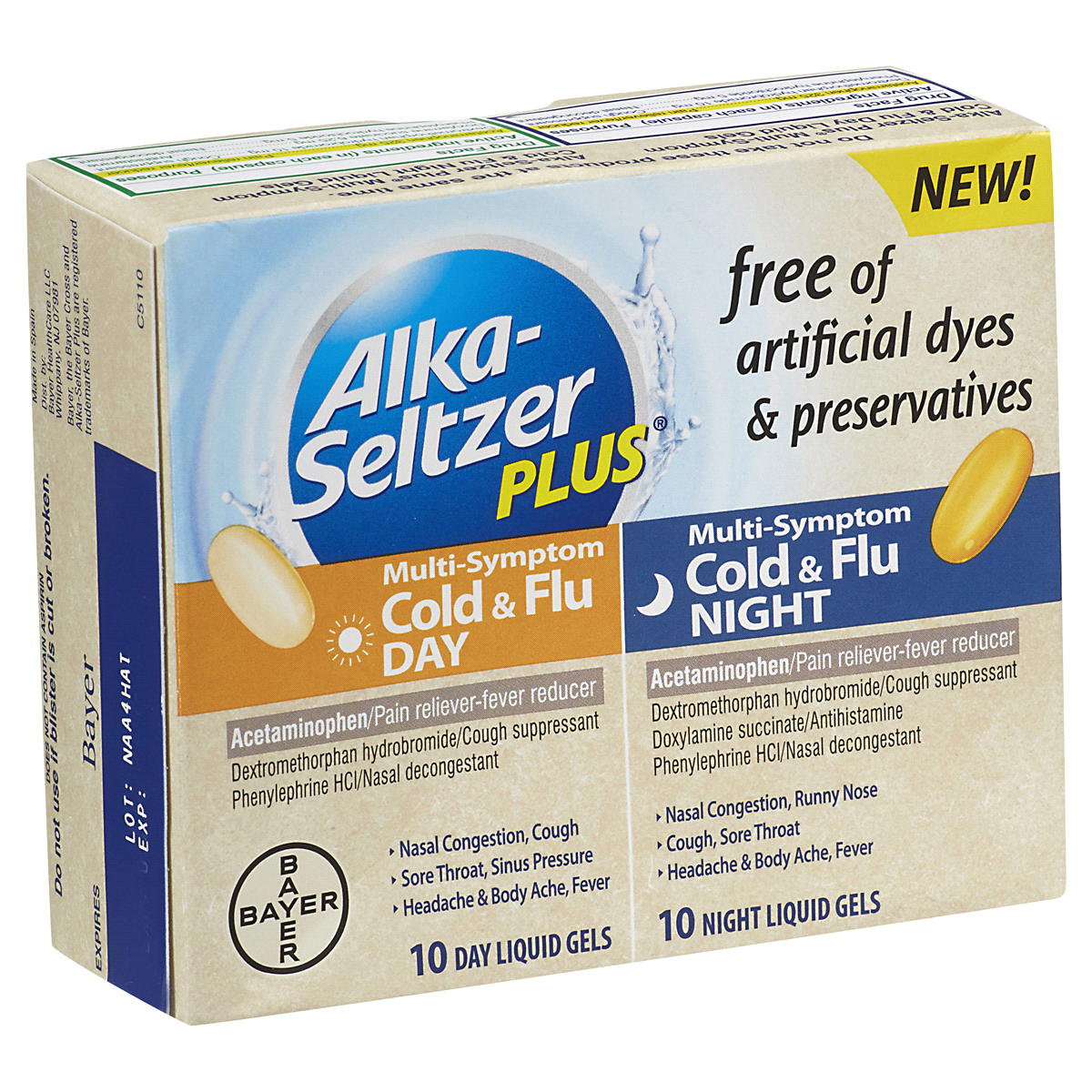 slide 5 of 8, Alka-Seltzer Plus Cold & Flu Day/Night Multi-Symptom Tablets, 20 ct