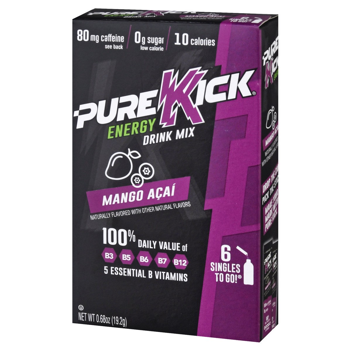 slide 9 of 10, Pure Kick 6 Pack Energy Mango Acai Drink Mix 6 ea, 6 ct