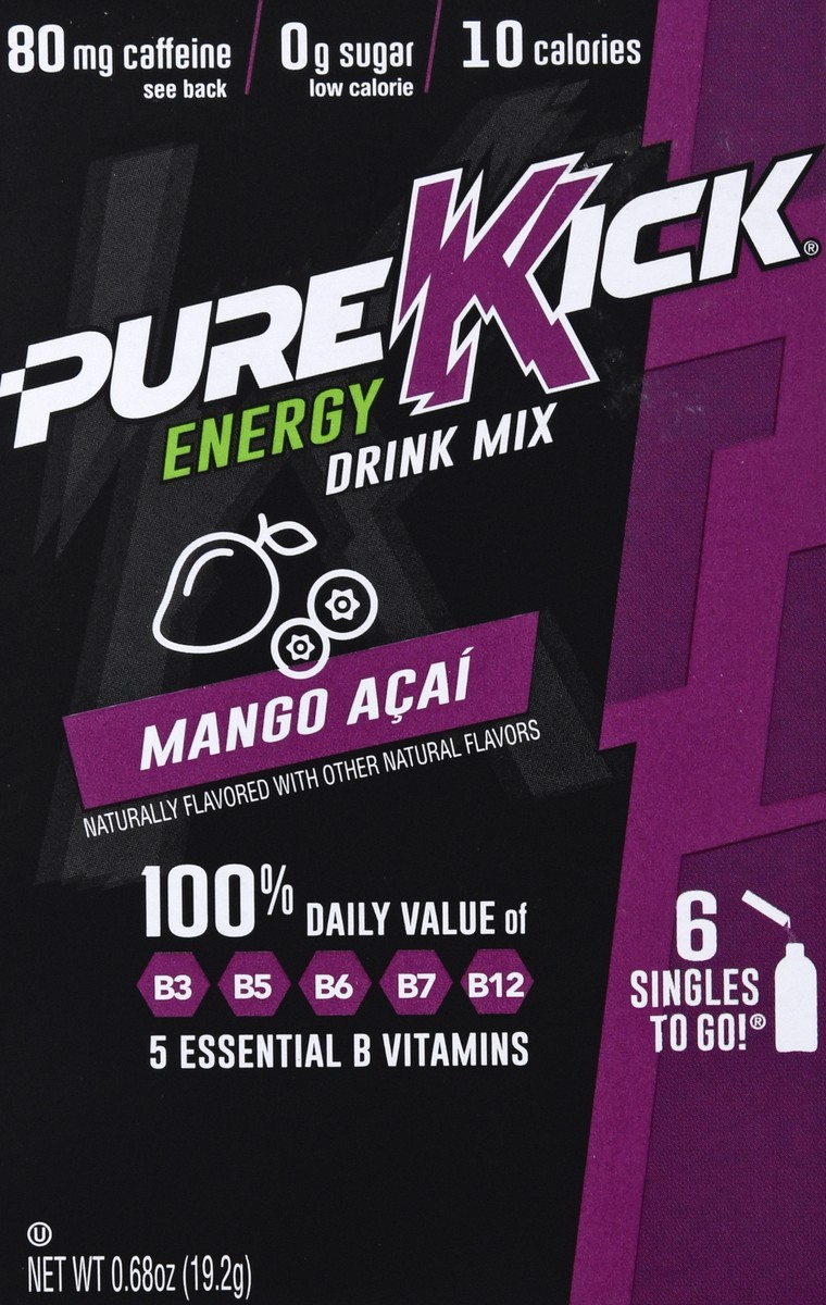 slide 1 of 10, Pure Kick 6 Pack Energy Mango Acai Drink Mix 6 ea - 6 ct, 6 ct