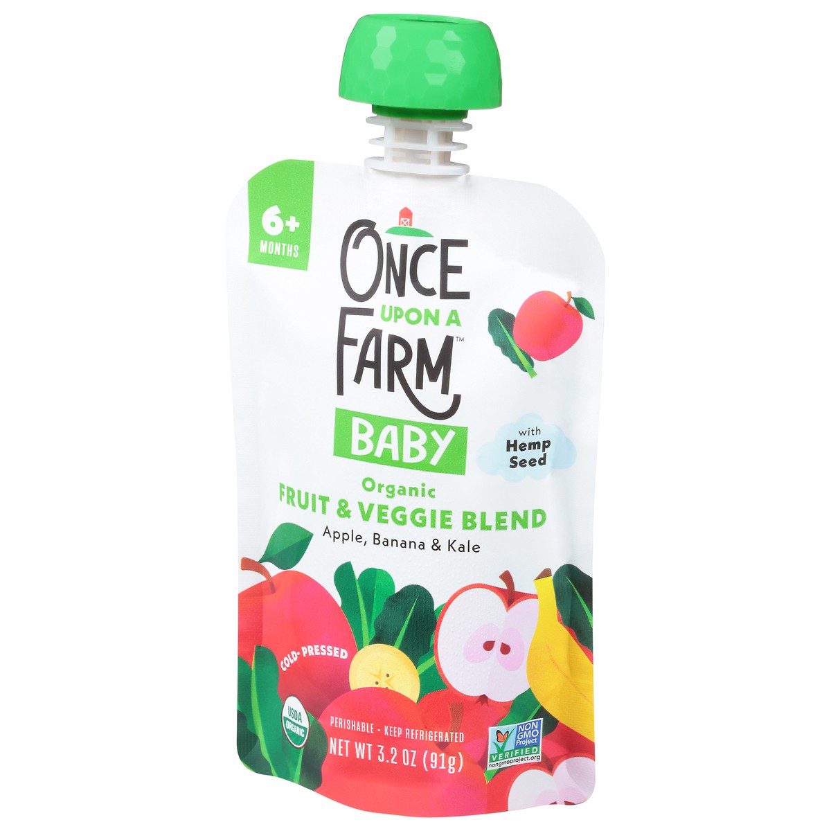 slide 5 of 9, Once Upon a Farm Organic Green Kale & Apples 6+ Month Baby Food Pouch, 3.2 oz