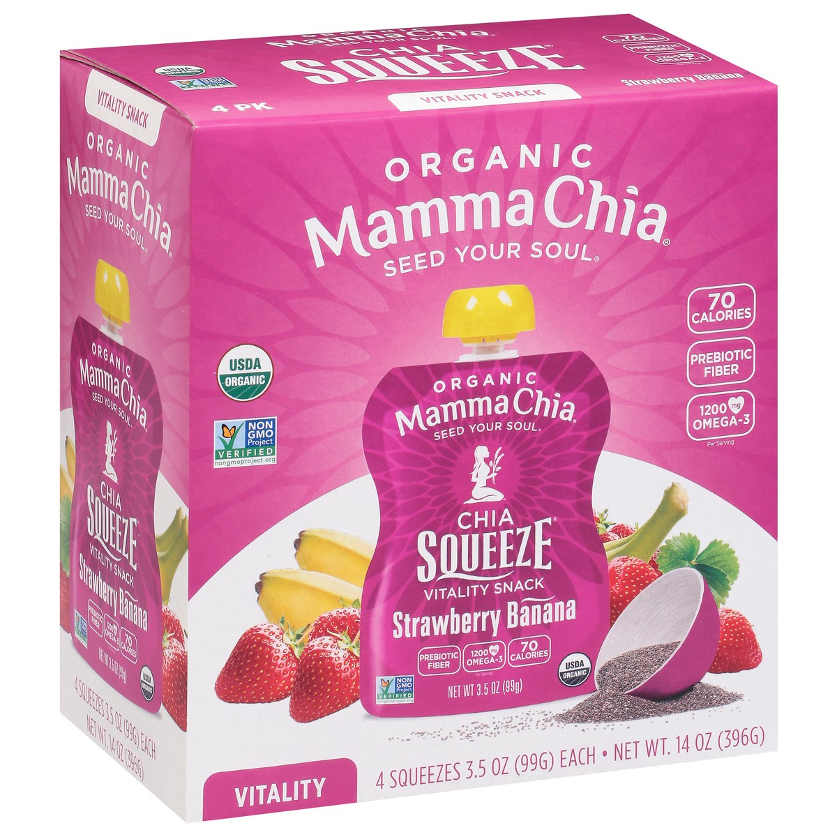 slide 2 of 9, Mamma Chia Strawberry Banana Chia Squeeze Vitality Snack, 