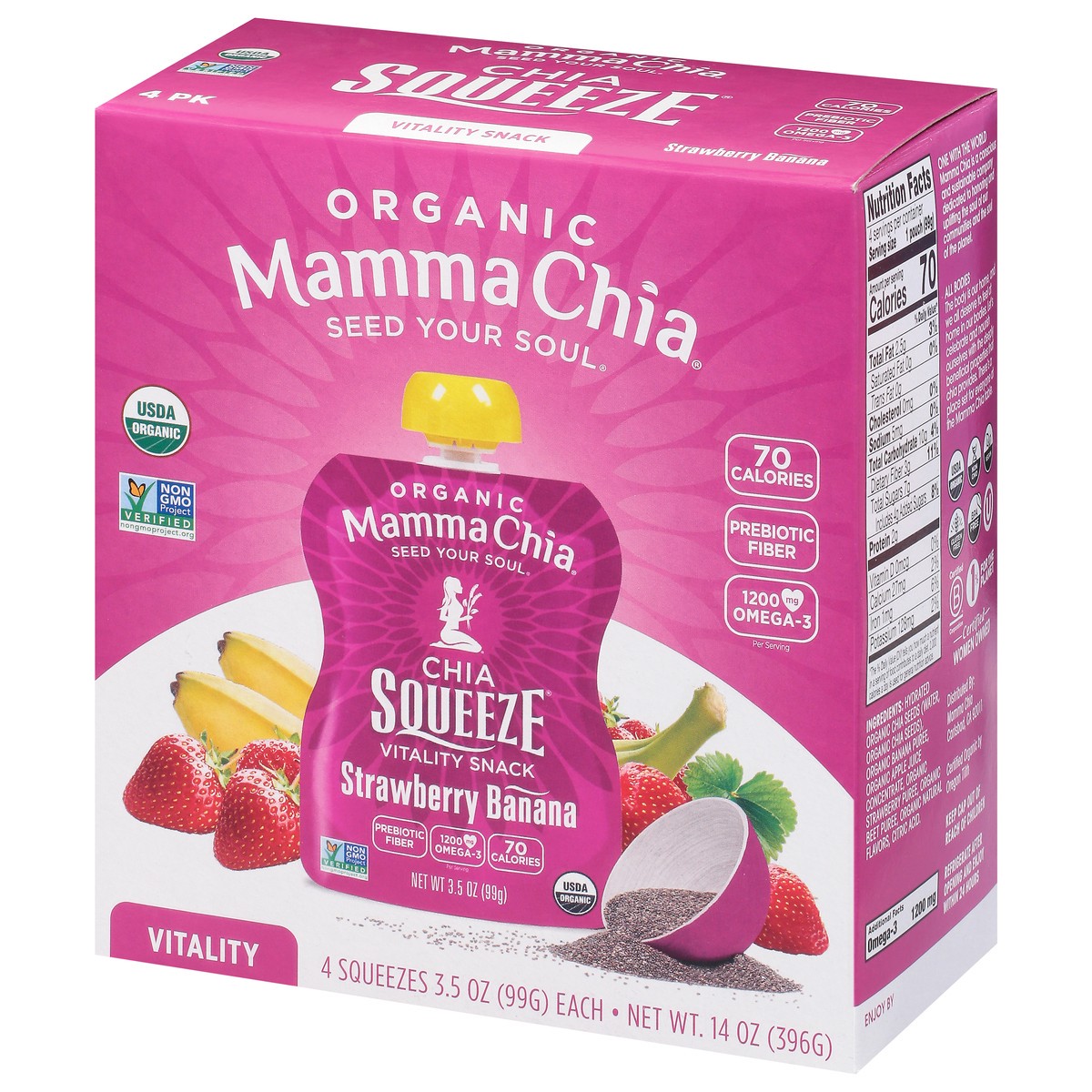 slide 3 of 9, Mamma Chia Strawberry Banana Chia Squeeze Vitality Snack, 