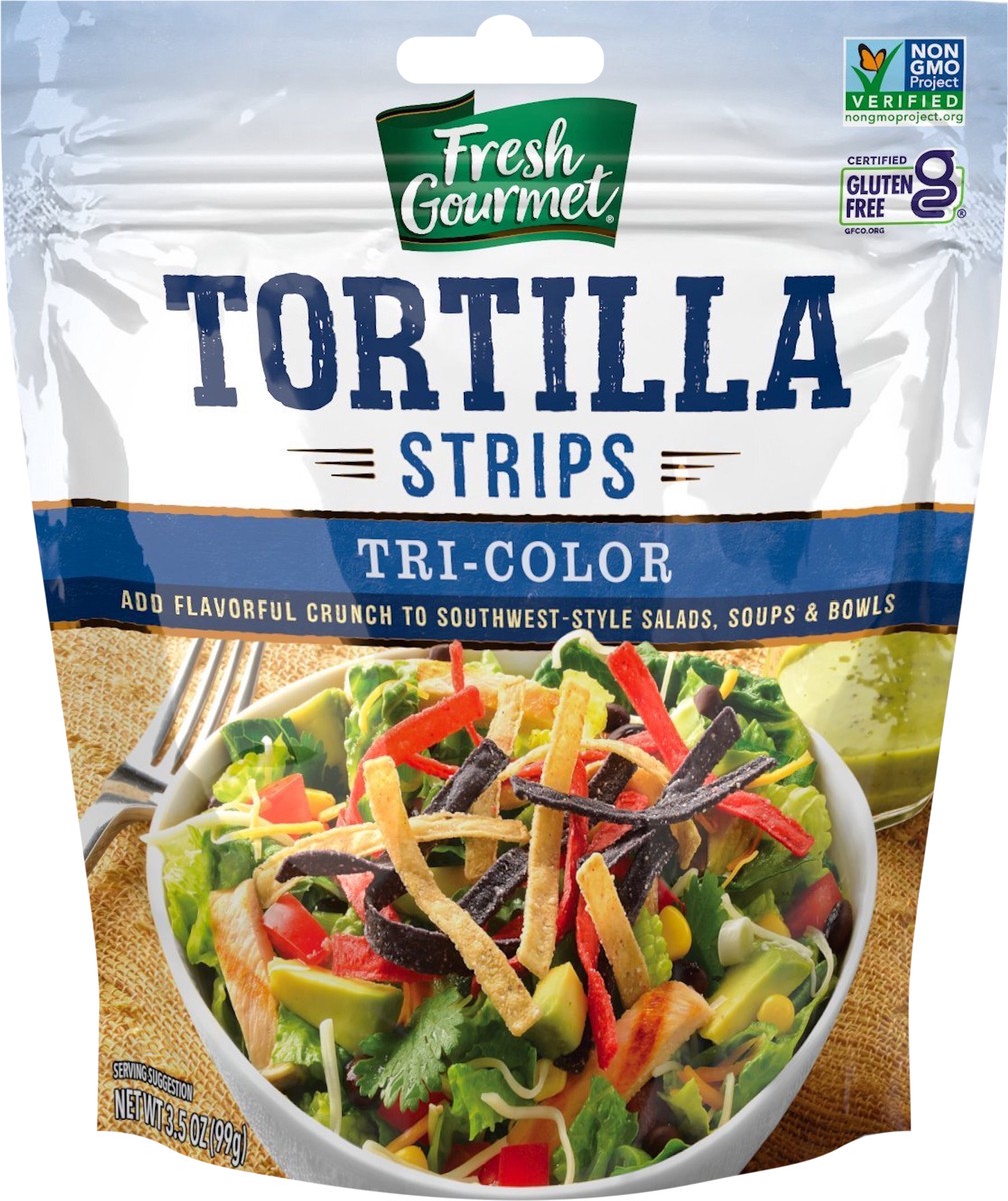 slide 3 of 3, Fresh Gourmet Tri-color Tortilla Strips, 3.5 oz
