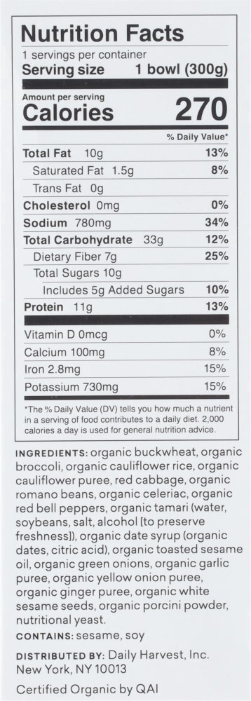 slide 2 of 5, Daily Harvest Broccoli + Buckwheat Stir-Fry Harvest Bowl, 10.6 oz