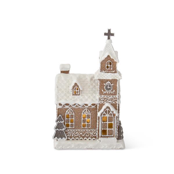 slide 1 of 1, Hy-Vee 9" Led Lit Gingerbread Church, 1 ct